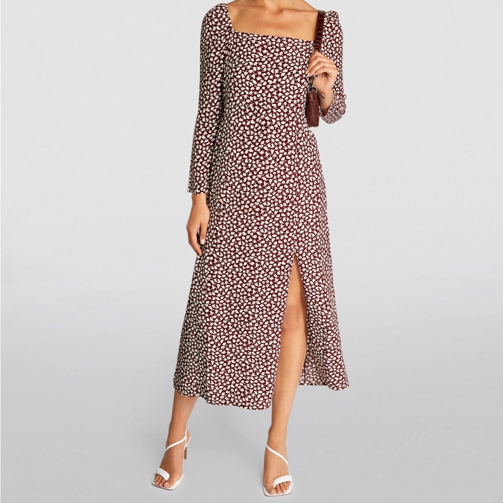 NEW NWT RIXO Hattie Floral Printed Square Neck Midi Dress